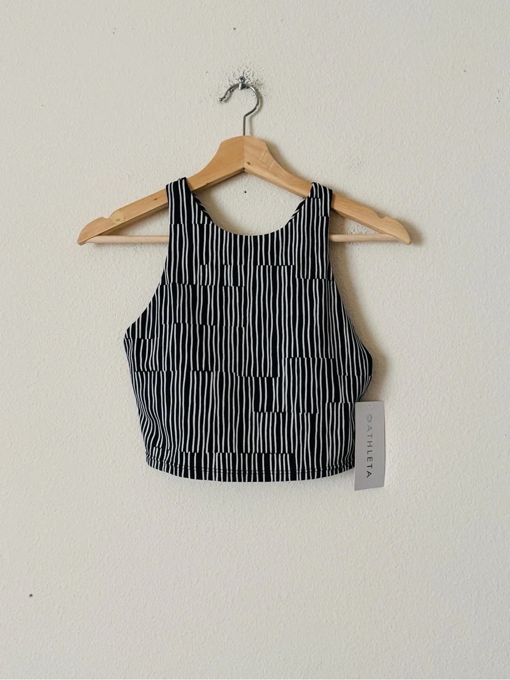 NWT Athleta SMALL A-C Conscious Crop Printed Bikini Top in striped print